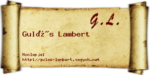 Gulás Lambert névjegykártya